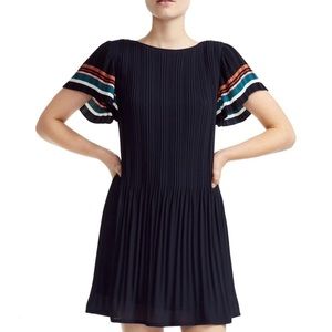 Maje Bolini Boat neck flared sleeve dress